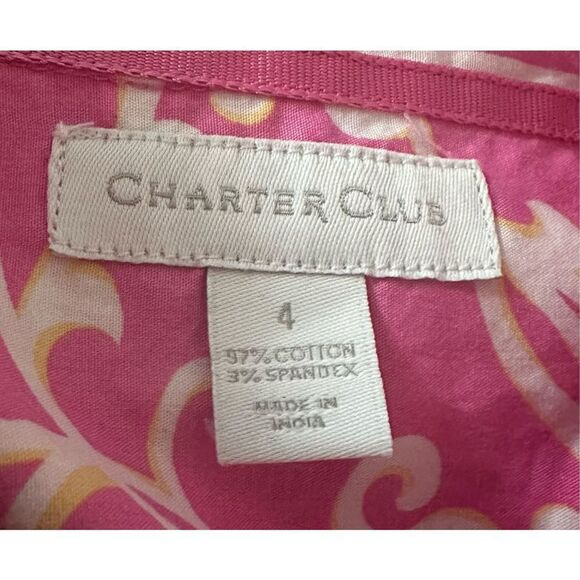 Charter Club Women’s Pink Floral Print Long Sleeve Button-Up Blouse‎ Size 4 - Picture 7 of 8